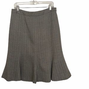 Vintage Ralph Lauren Chaps Black & White Herringbone Flared Midi Skirt